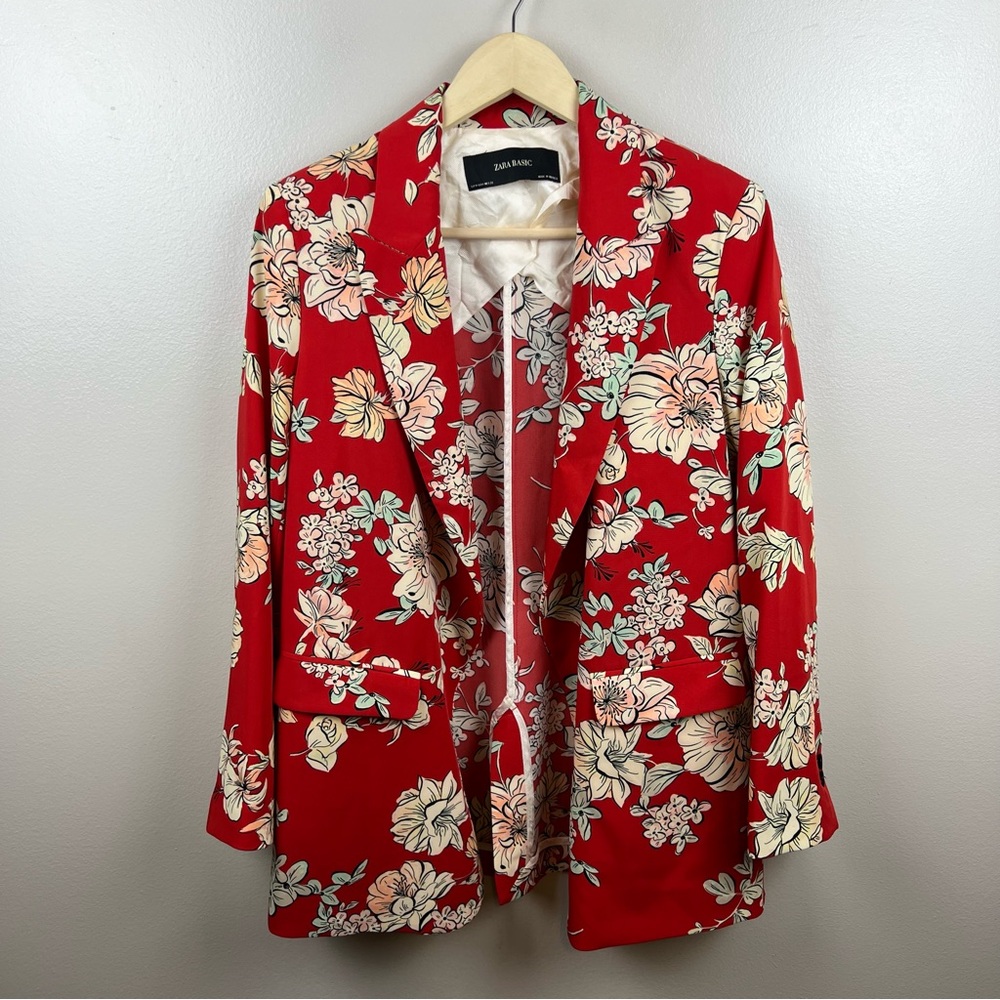 Zara Red Floral Blazer